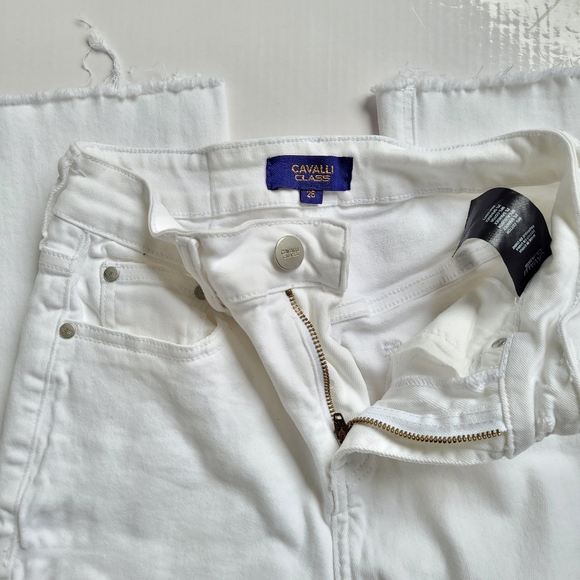 Cavalli Class Distressed Crop Flare Jeans - Picture 12 of 12